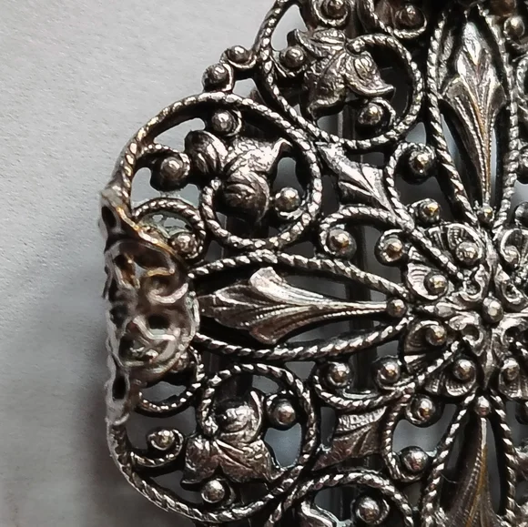 🗼A-F Paris France Brooch Art Nouveau Silver Filigree Clip Vintage - Picture 4 of 10